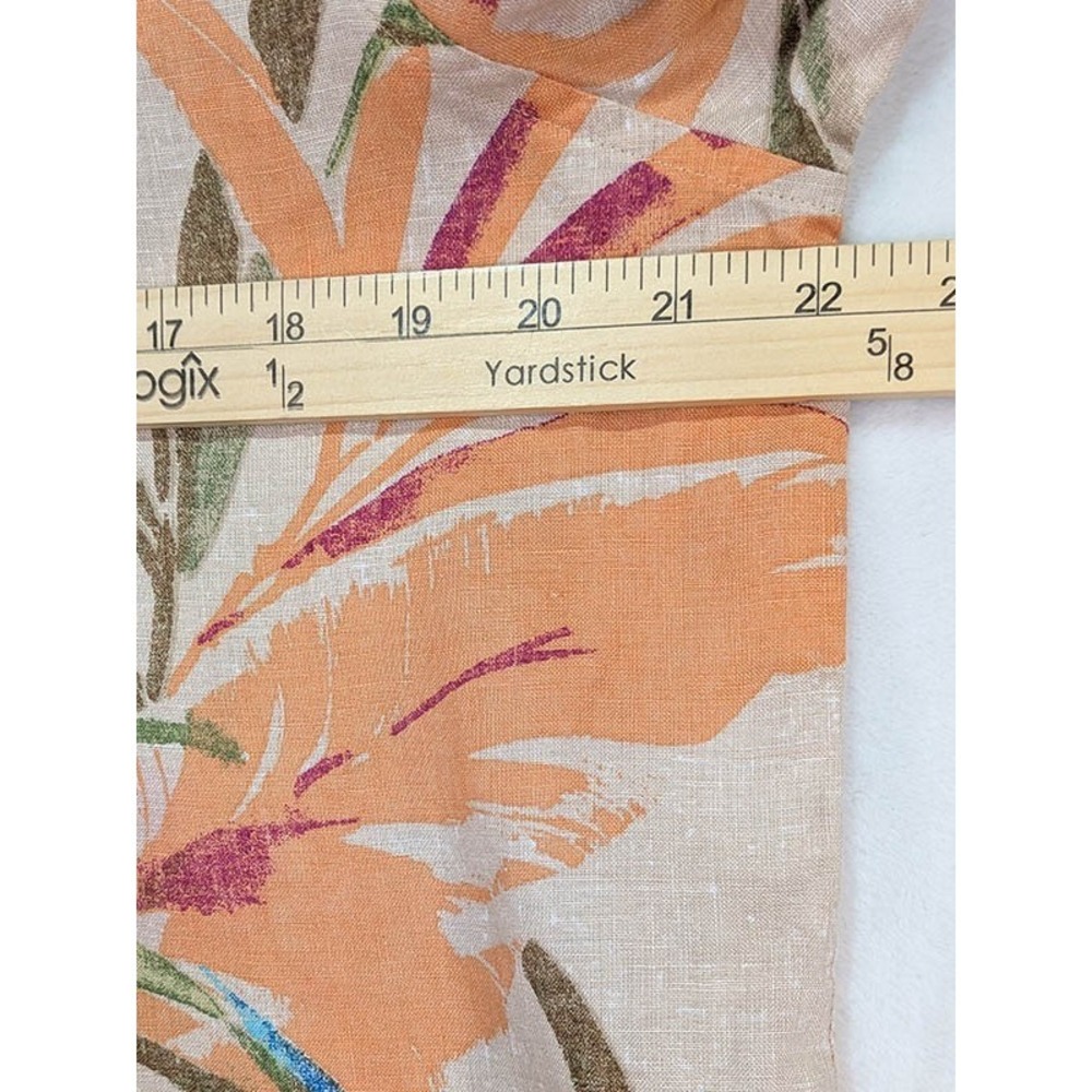 Chico's Linen Blouse Womens L 12 Botanical Tropical Resort Coastal Boho Vacation - Picture 6 of 11